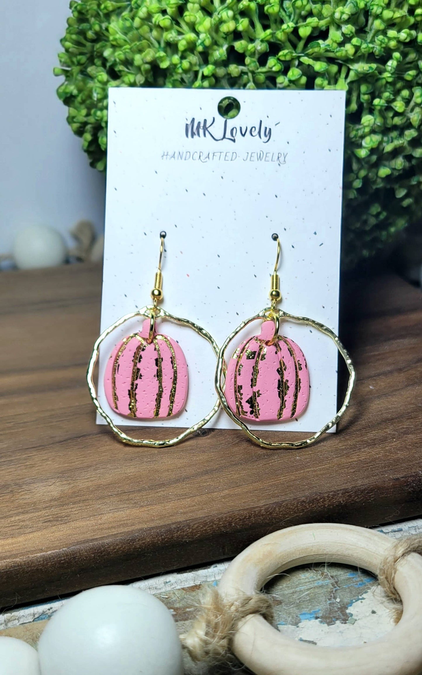 Gold Foiled Pumpkin Dangles