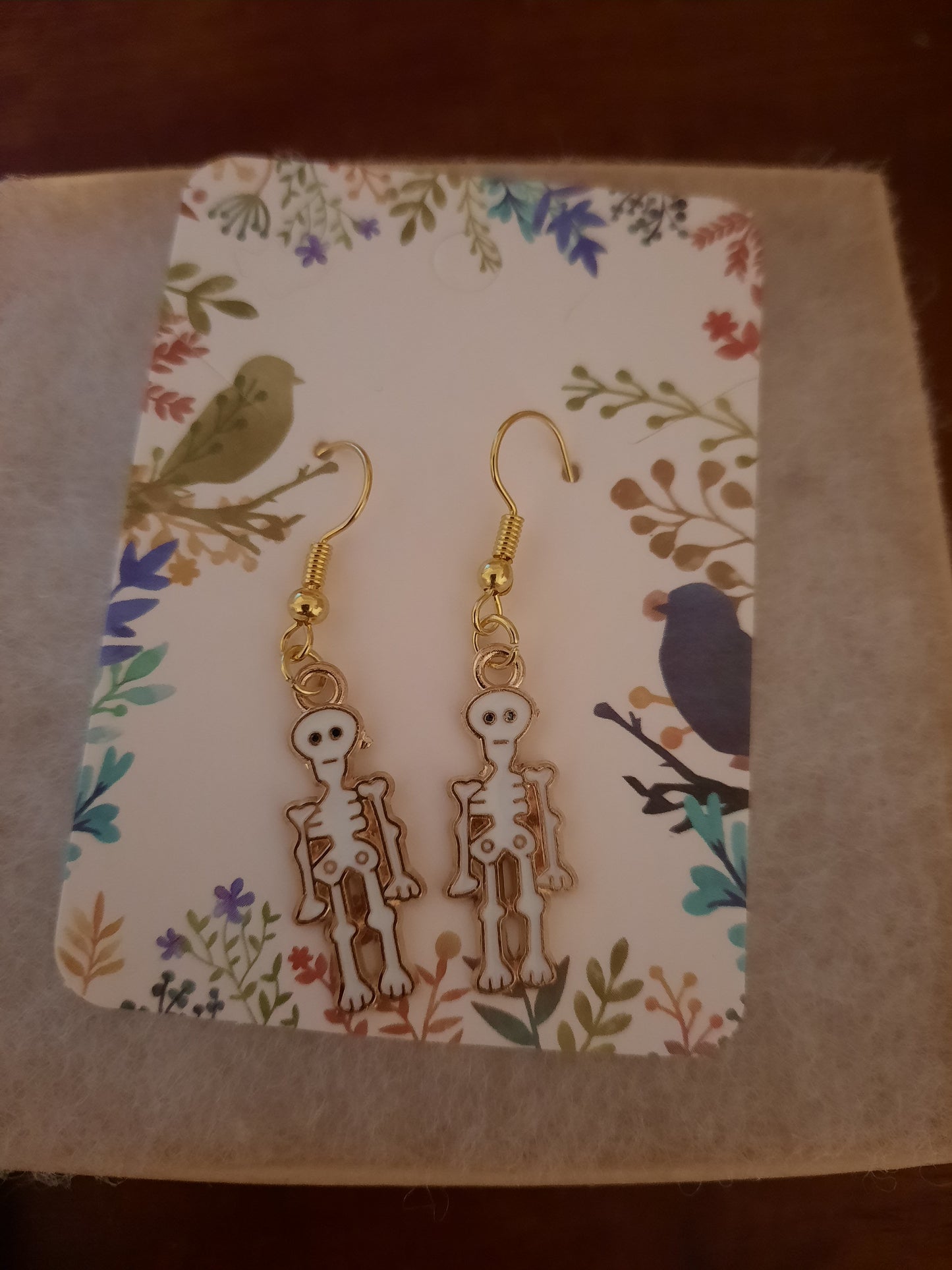 Gold & White Skeleton Earrings