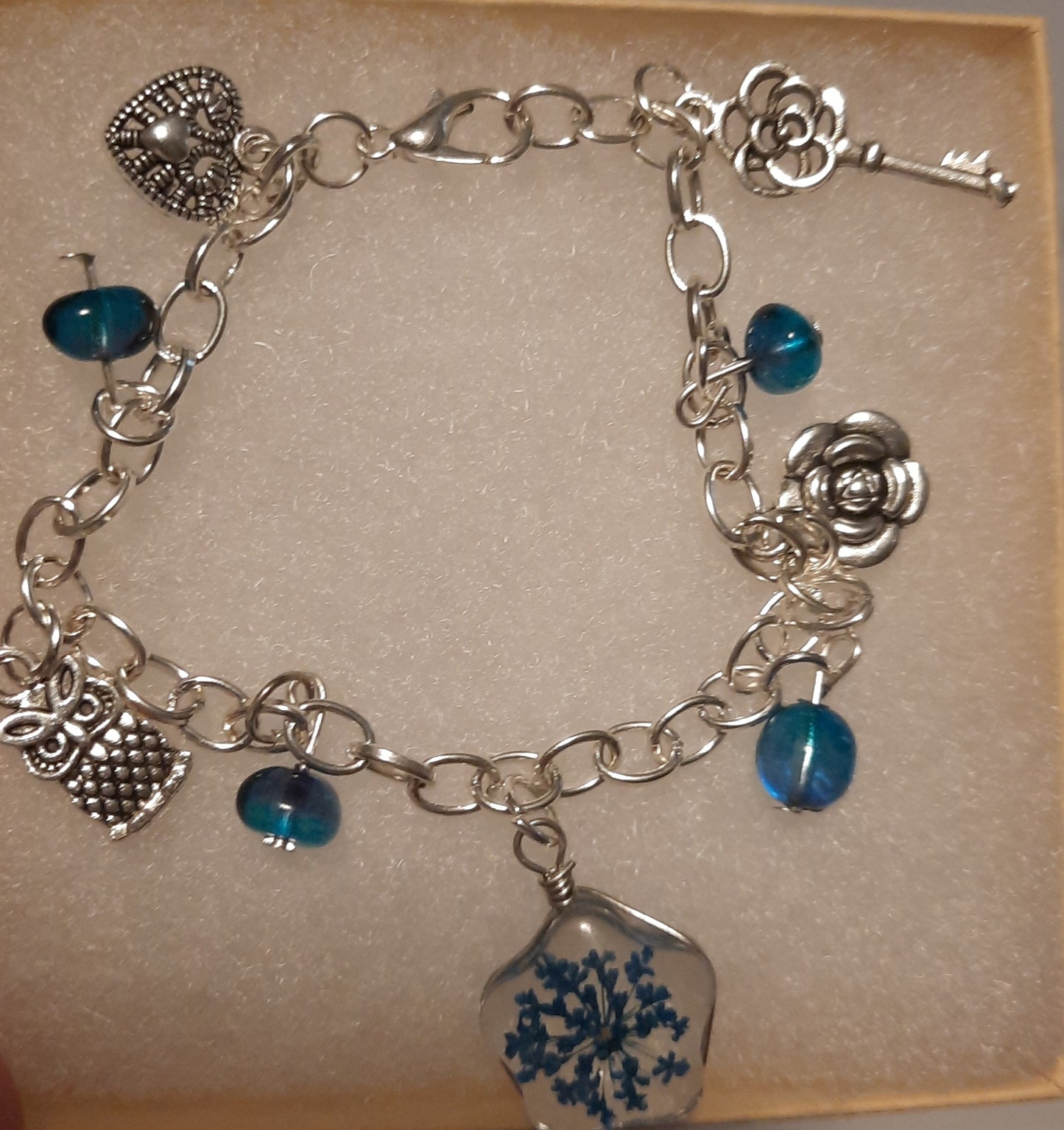 Blue Flower Charm Bracelet