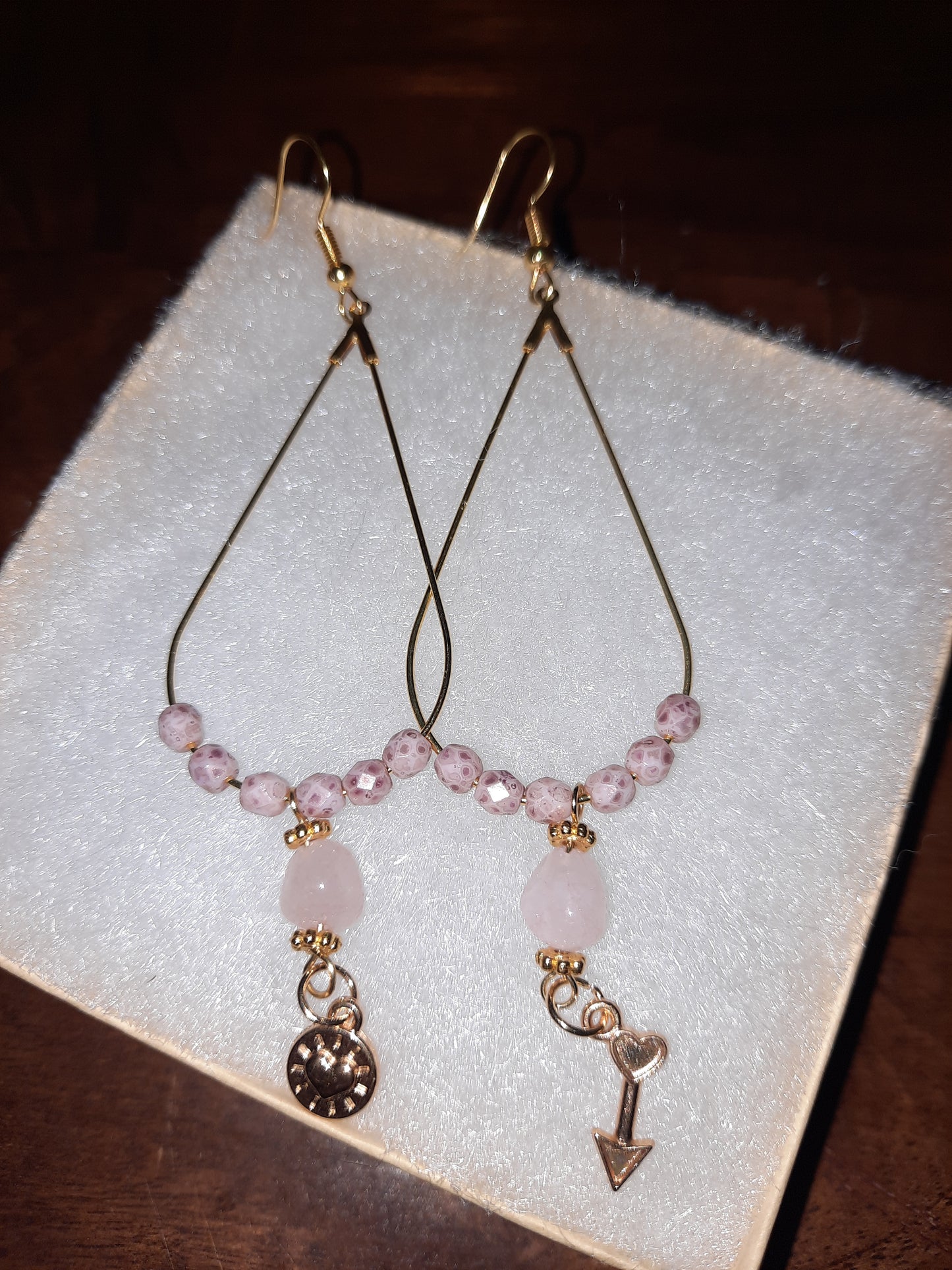 Pink Heart Dangle Earrings