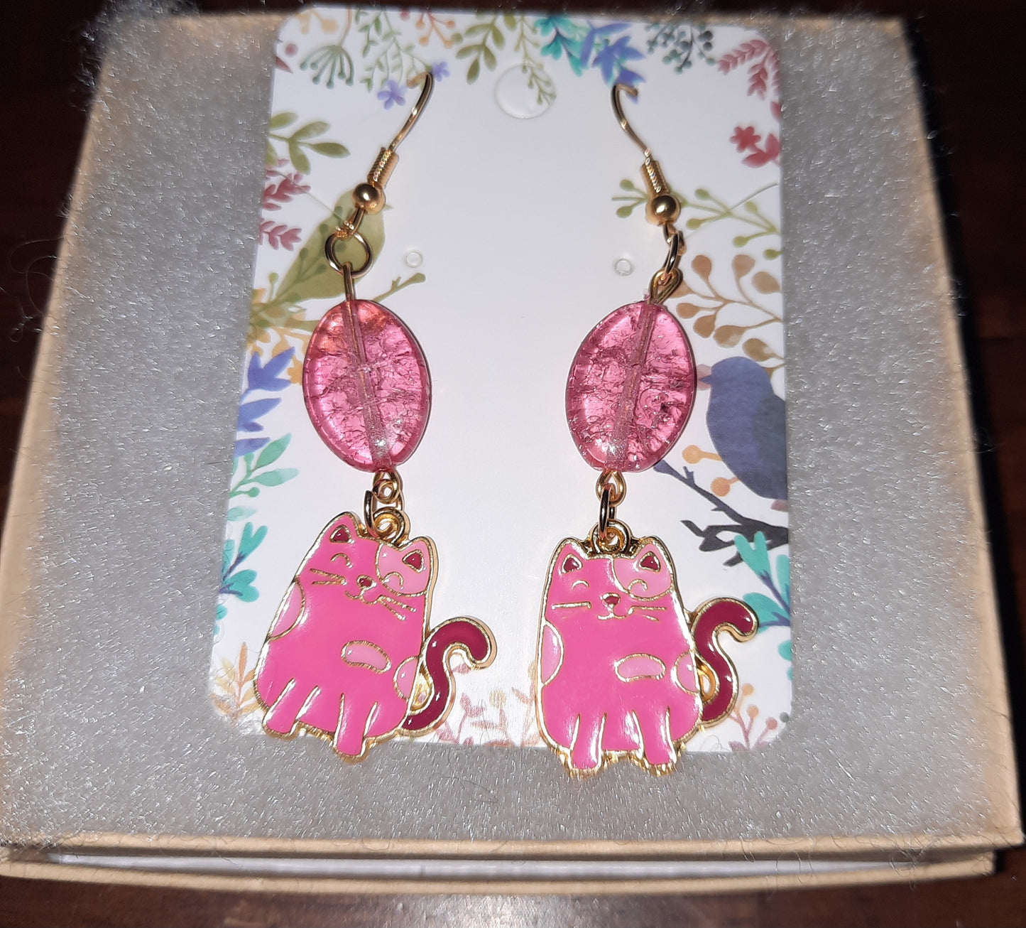 Pink Cat Dangles