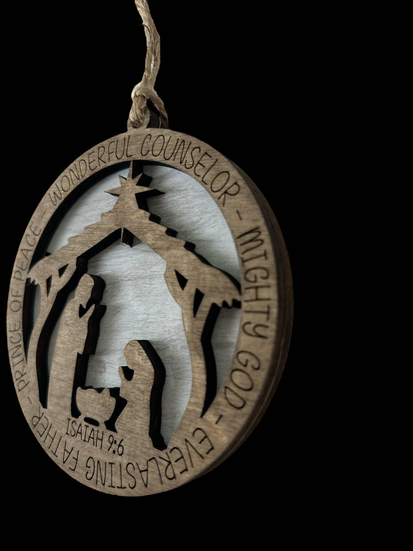 Isaiah 9:16 Nativity Wood Christmas Ornament
