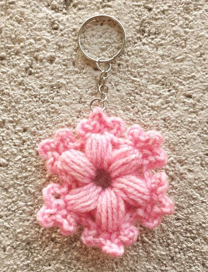 Sparkly Snowflower Snowflake Flower Design Keychain