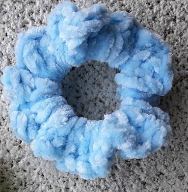 Crochet Velvet Velveteen Chenille Scrunchies Hair Ties 3.5"