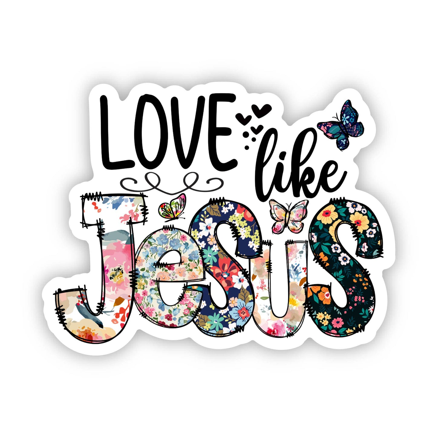 Love Like Jesus Floral Vinyl, Sticker, 3x3 in.