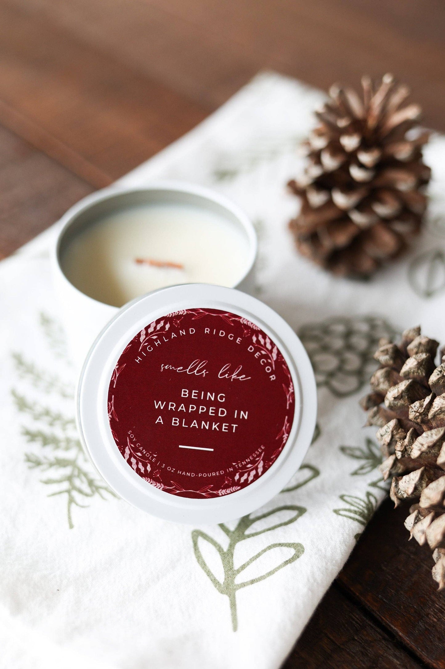 Cranberry and Fig Fall Candle Tin Wood Wick Soy Candle