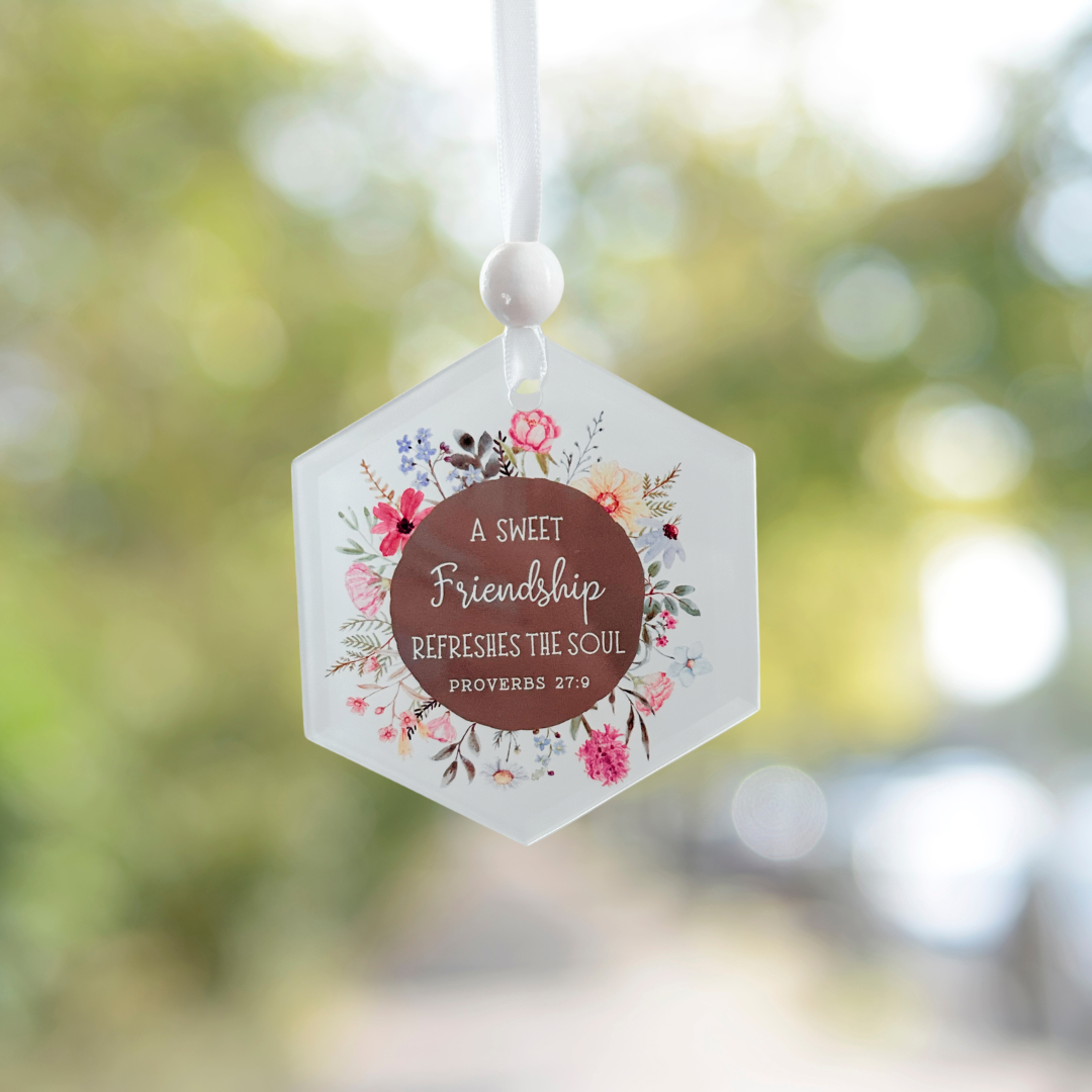 Scripture Window Charm - Proverbs 27:9 | Suncatcher