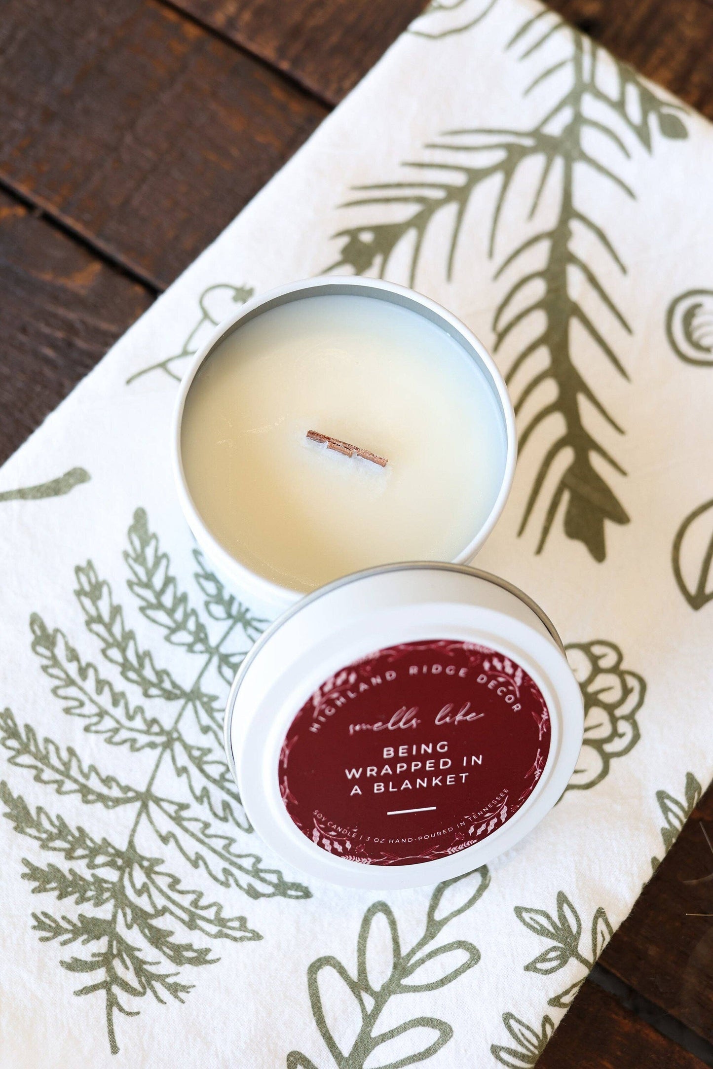 Cranberry and Fig Fall Candle Tin Wood Wick Soy Candle