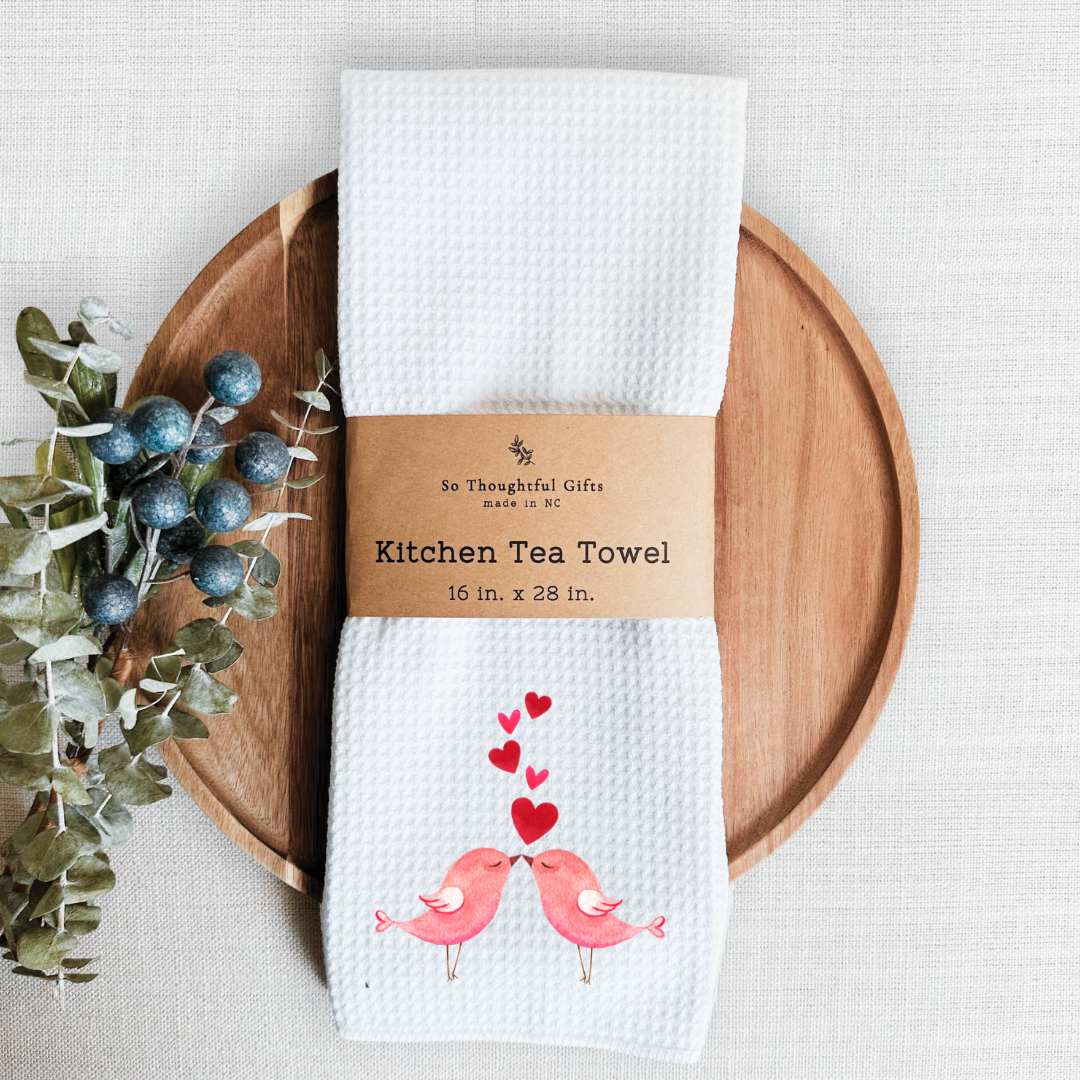 Valentine Dish Towel - Birds | Kitchen Towel