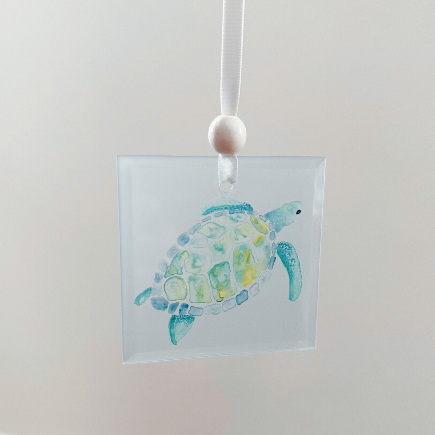 Window Charm - Hand Painted Watercolor Sea Turtle