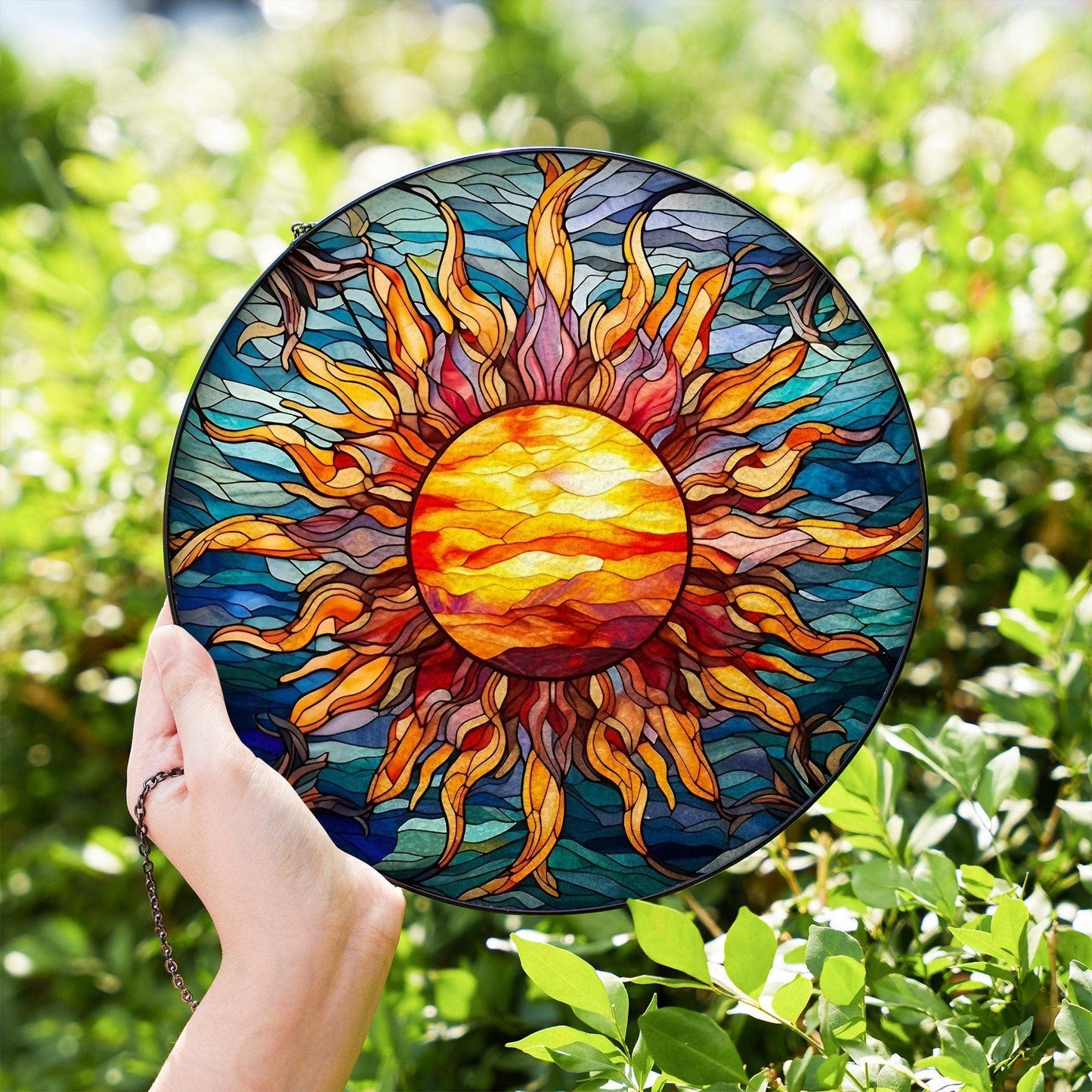 Sun Stained Glass Suncatcher, Bright Sunlight Ornament