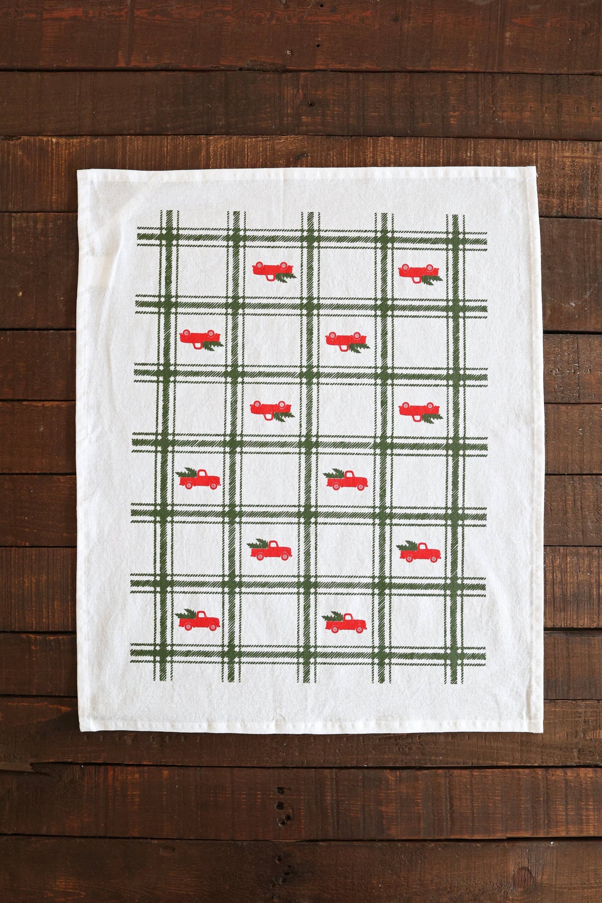 Red Truck Christmas Tree Tea Towel