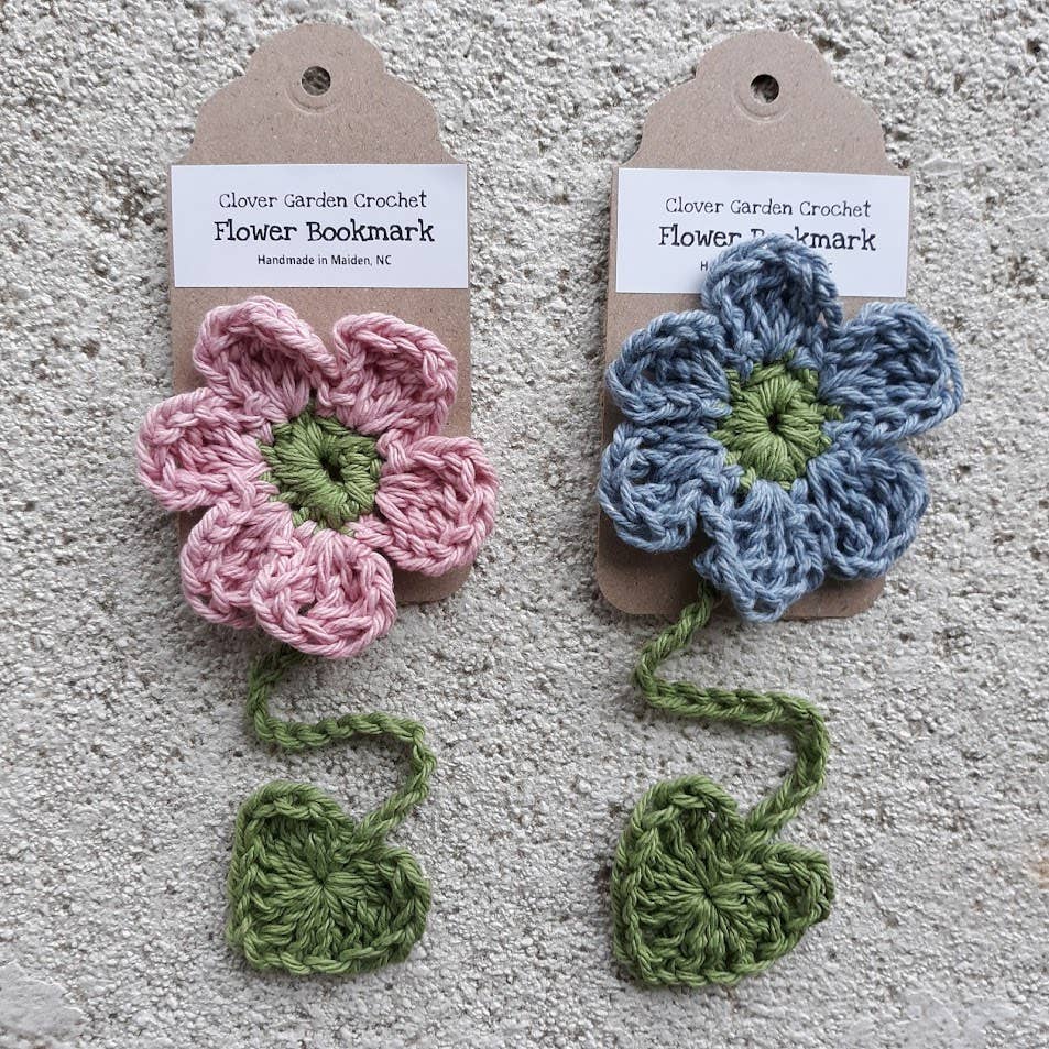 Boho Crochet Flower and Heart Leaf Bookmarks