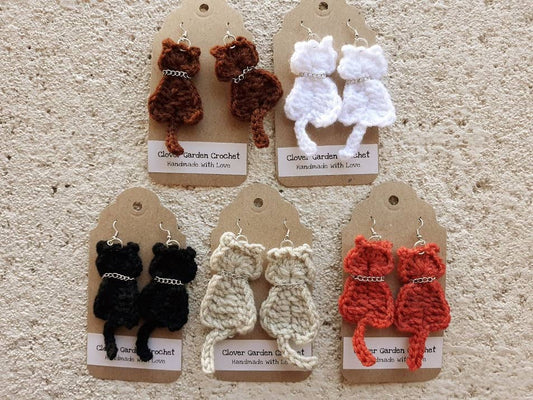 Crochet Cat or Fat Bottomed Kitten Kitty Earrings
