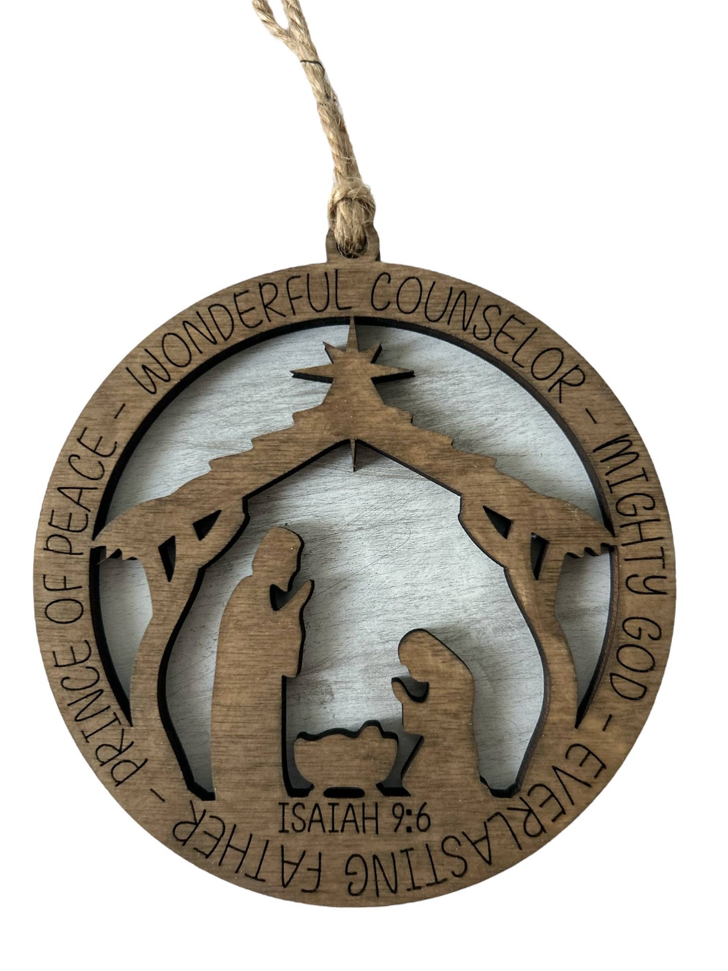 Isaiah 9:16 Nativity Wood Christmas Ornament