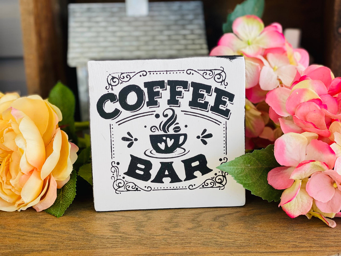 Coffee Bar wood sign, 5x5 shelf sitter