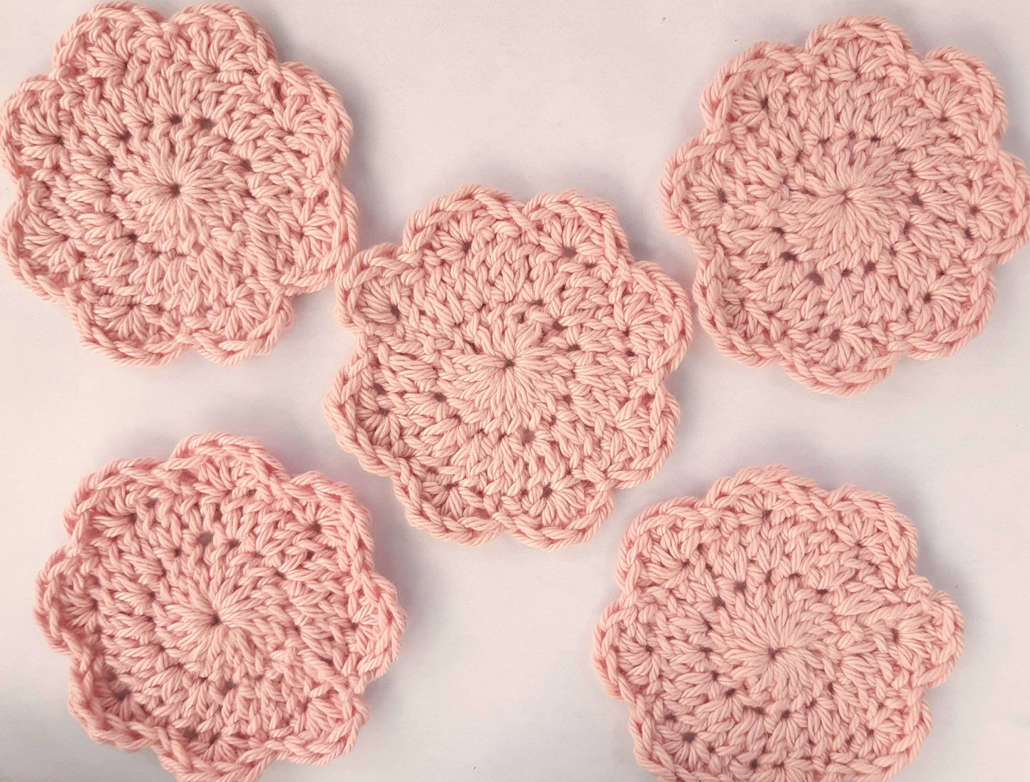 Cotton Crochet Floral Soft Face Scrubbie Dusky Pink