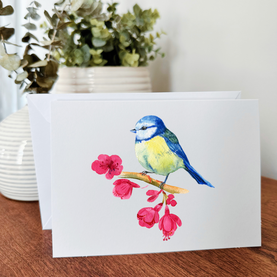 Blue Birds Notecard Set of 10 - Blank Inside