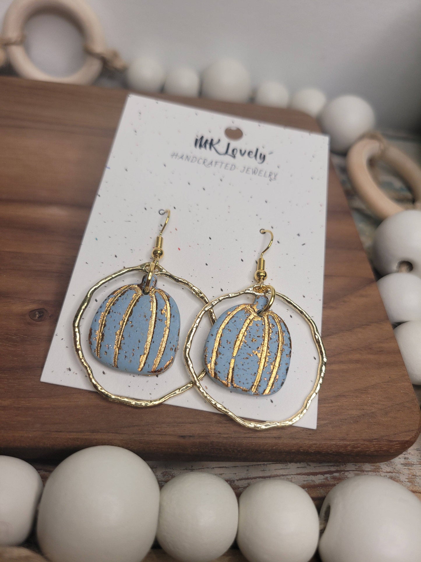 Gold Foiled Pumpkin Dangles