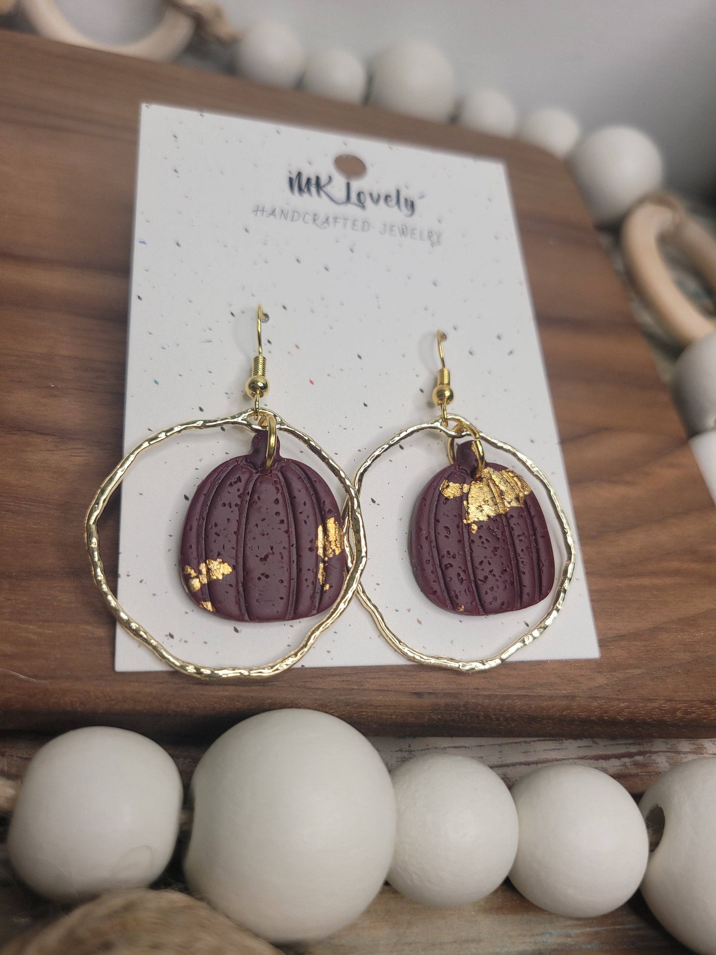 Gold Foiled Pumpkin Dangles