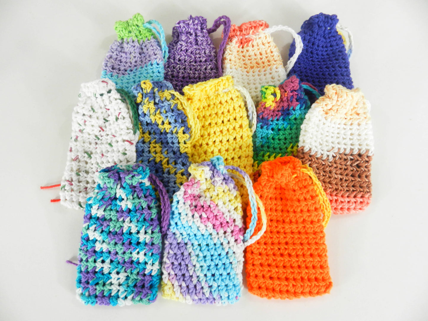 Cotton Crochet Soap Saver Sack Bags Mixed Random Colors