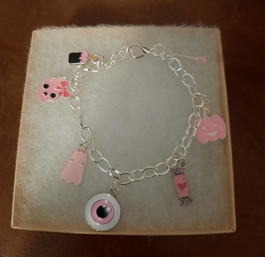 Pink Eye Ball Charm Bracelet