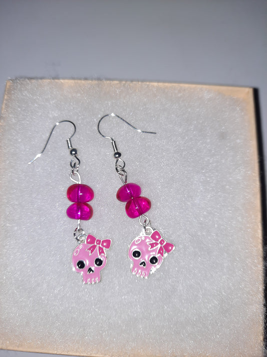 Pink Skull Earrings