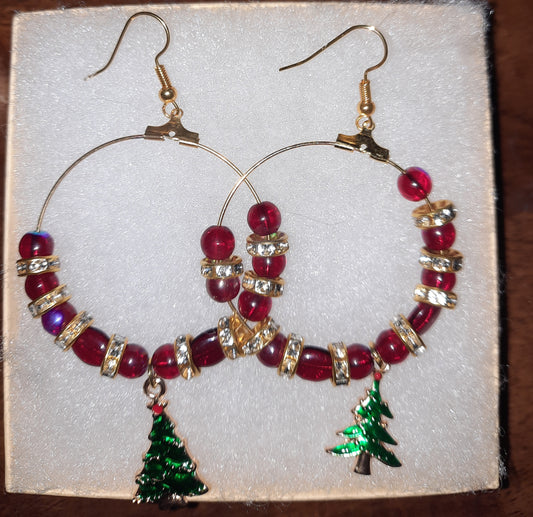 Mismatched Christmas Tree Hoops