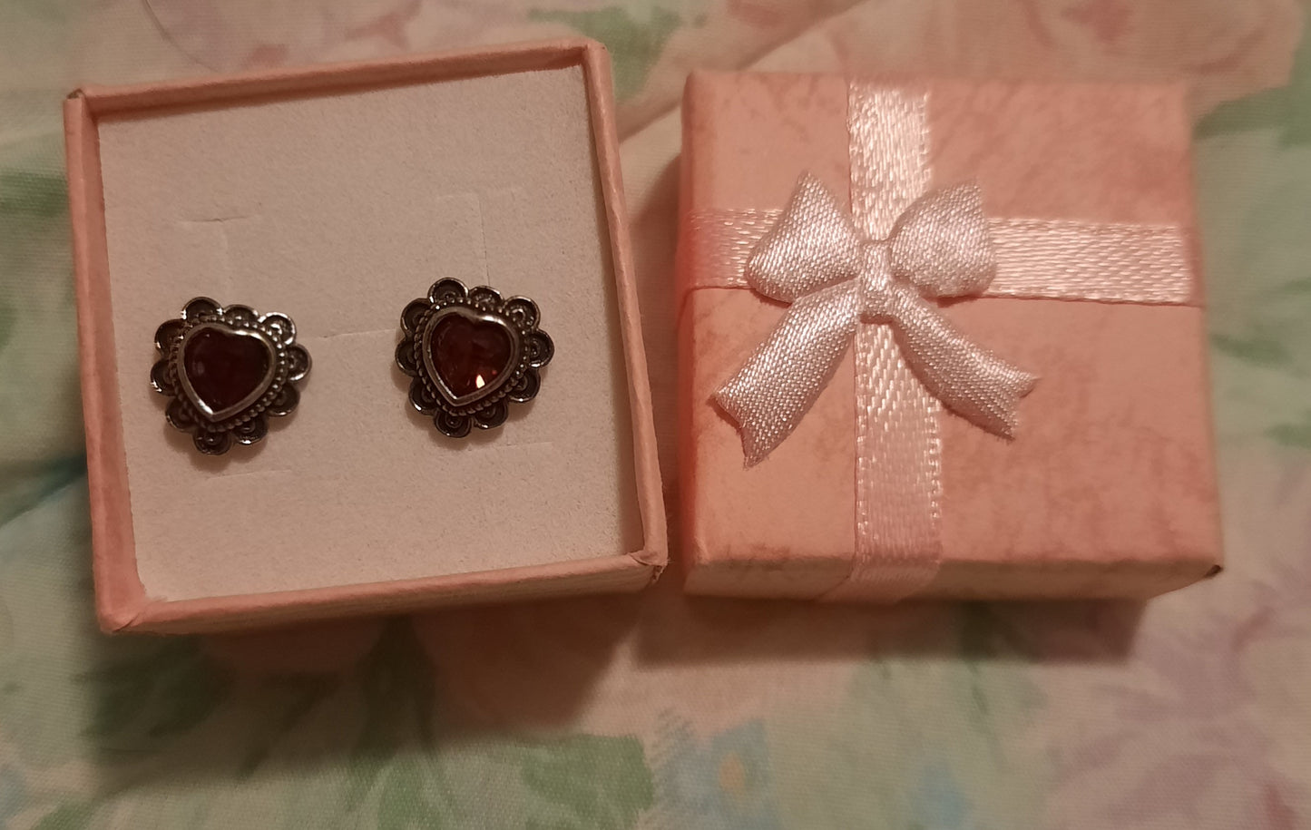 Garnet Heart Studs