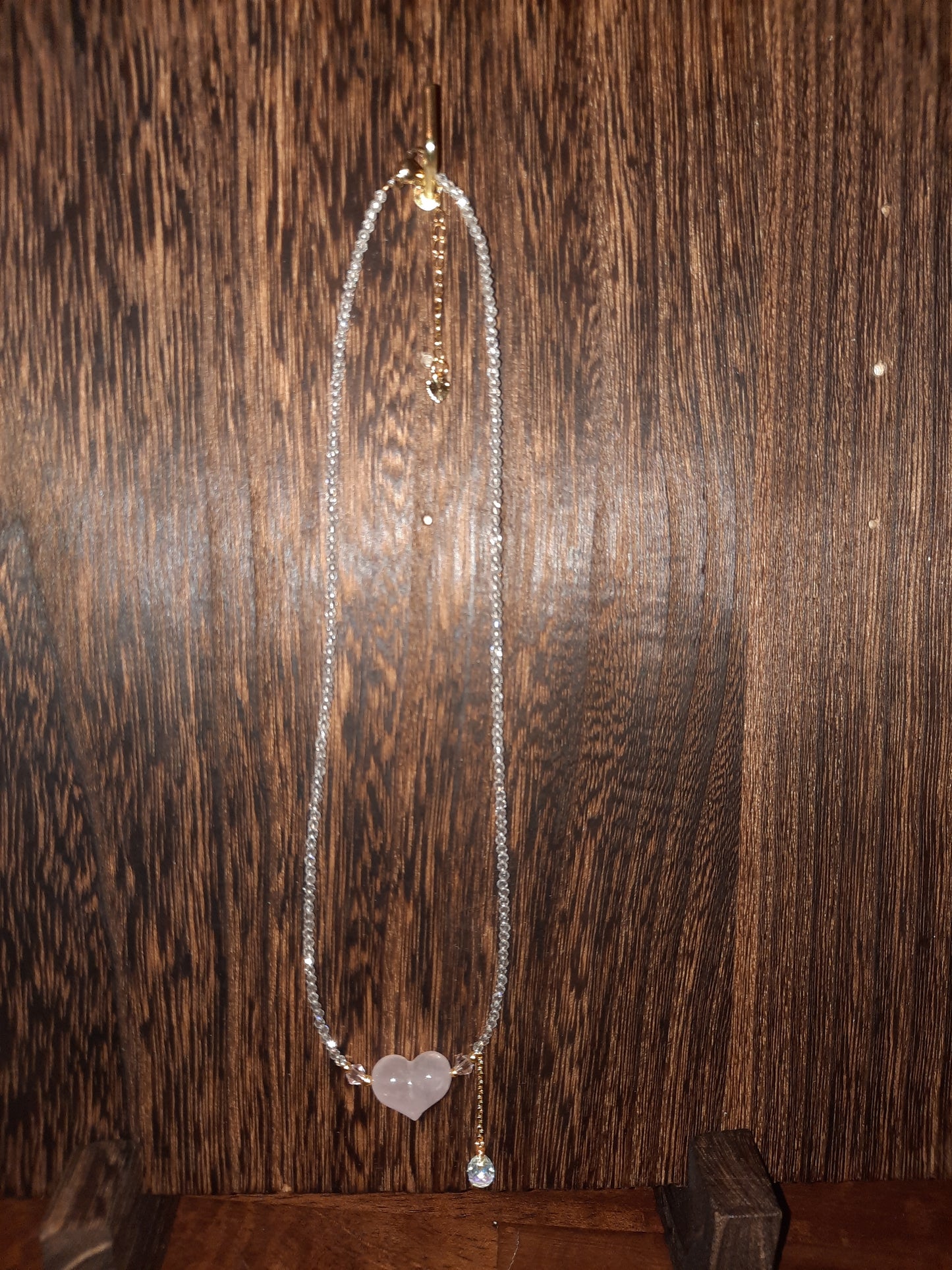 Rose Quartz Heart Dangle Necklace