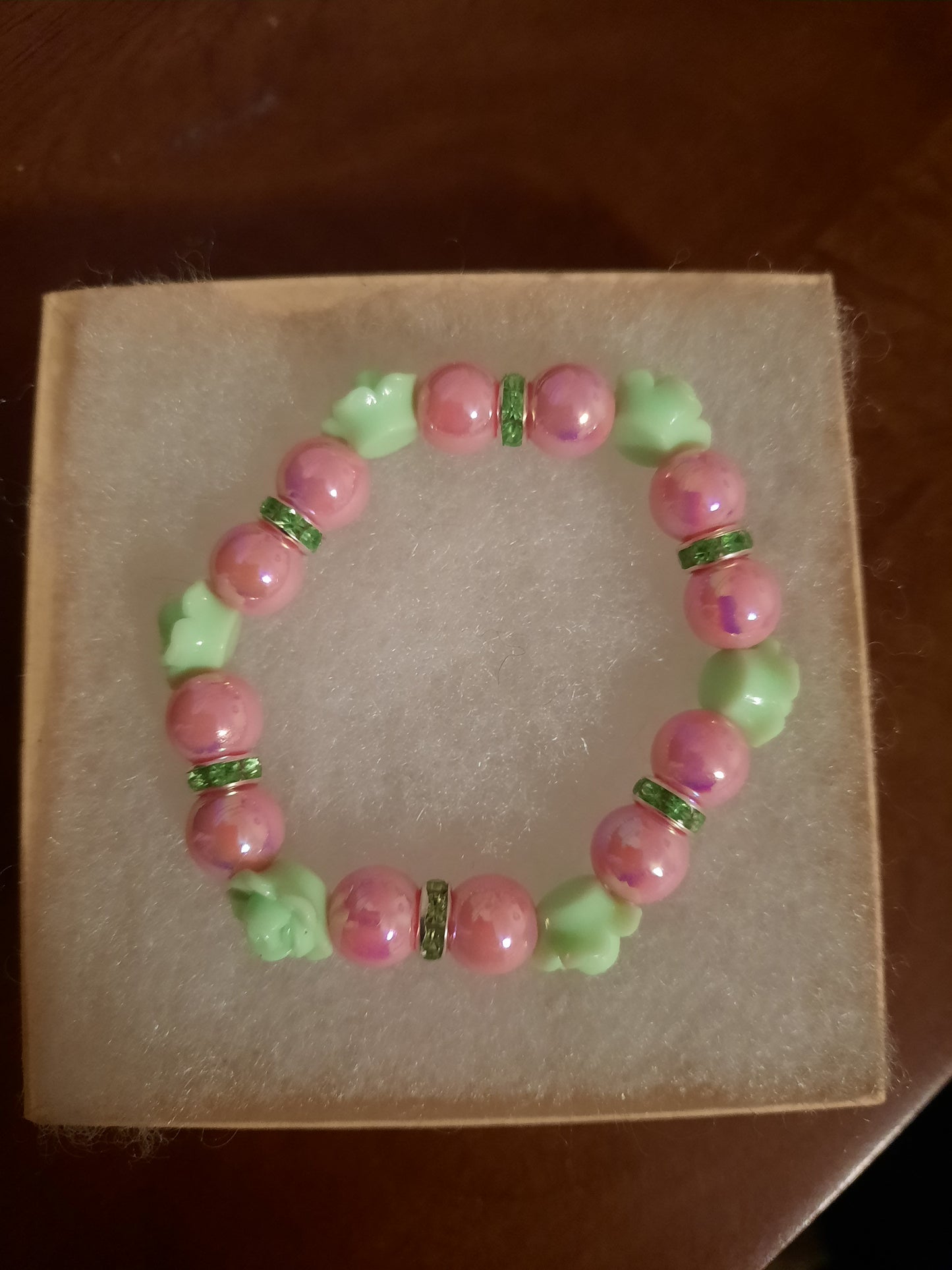 Pink & Green Flower Princess Bracelet