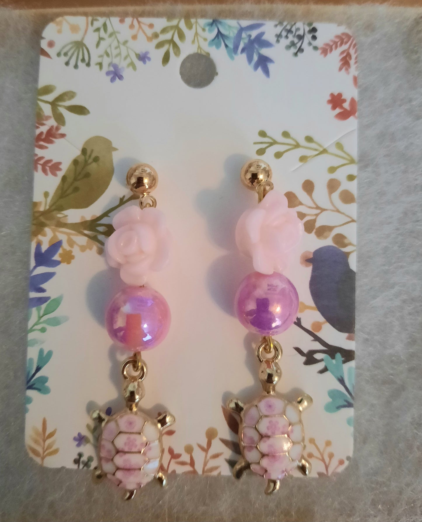 Pink Sea Turtle Earrings