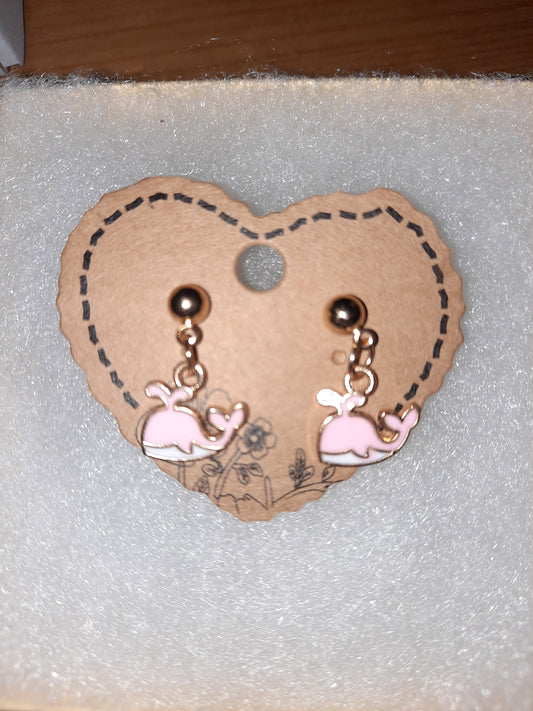 Pink Whale Earrings
