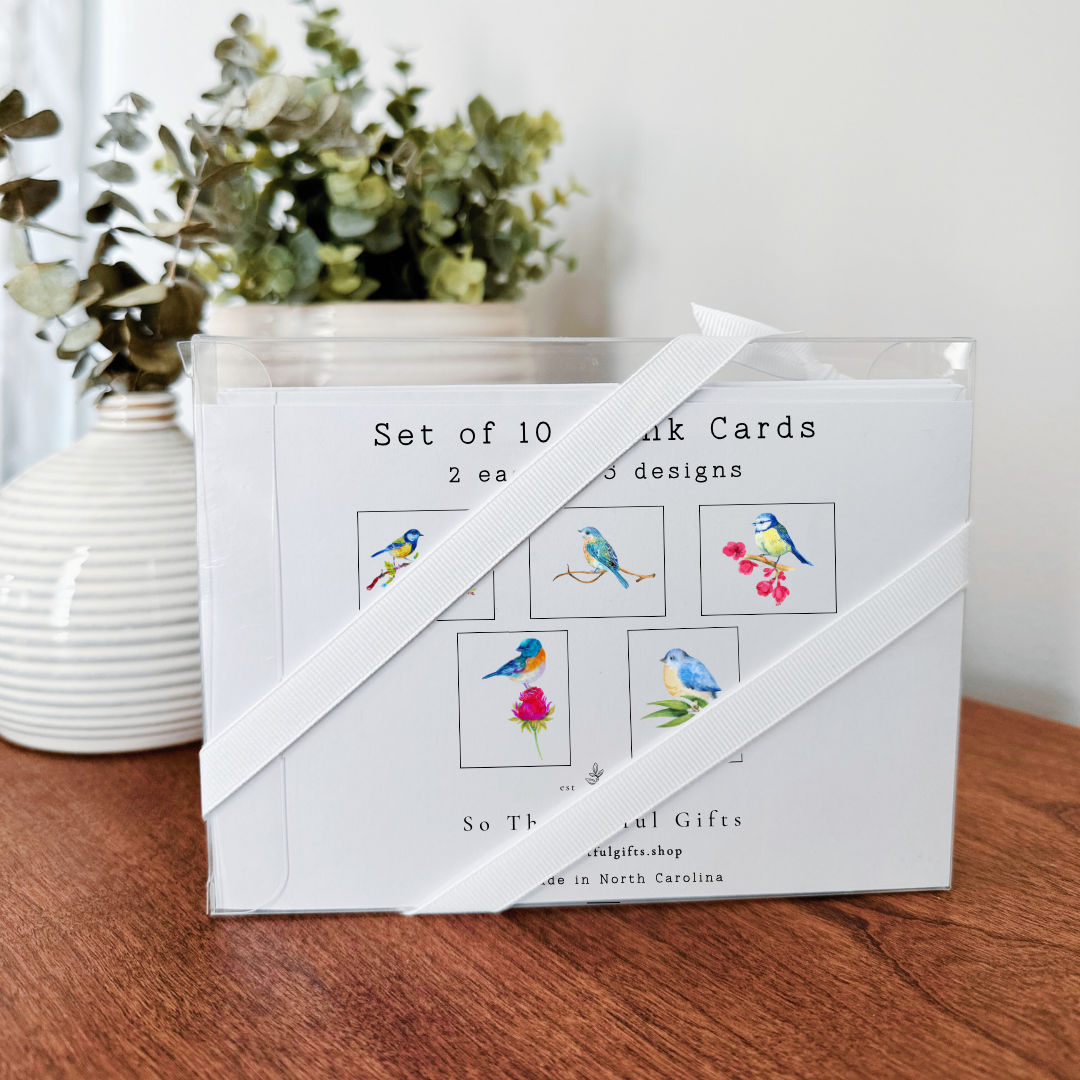Blue Birds Notecard Set of 10 - Blank Inside