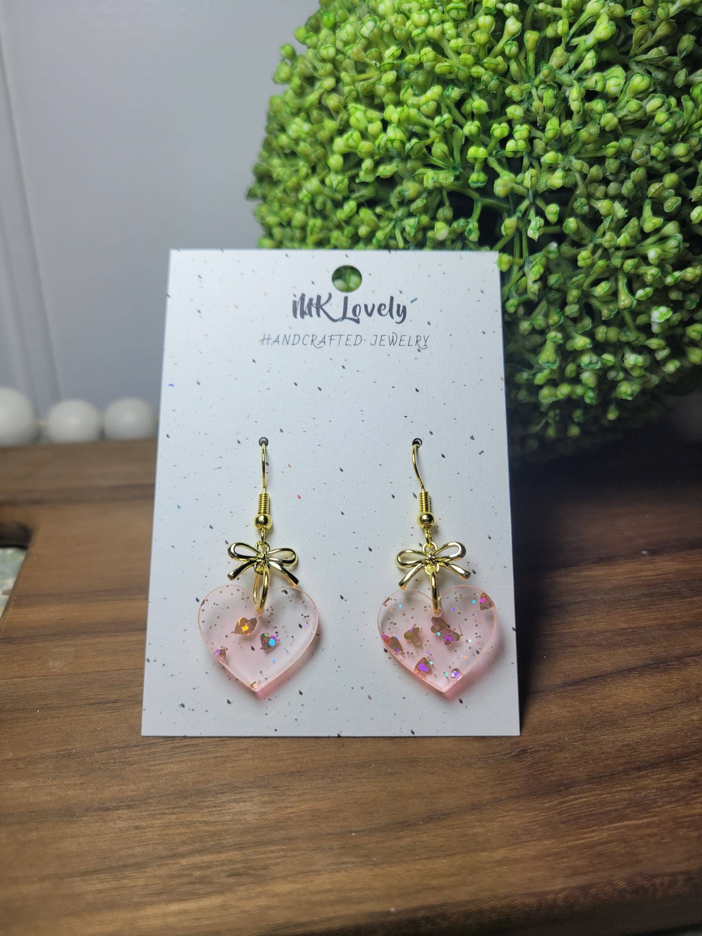 Acrylic Heart/Bow Dangles