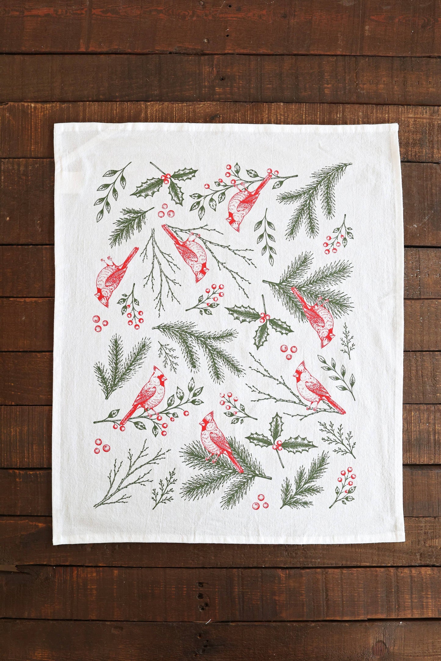 Winter Cardinal Tea Towel