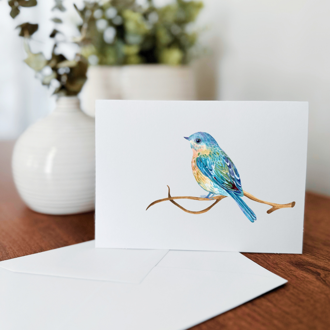 Blue Birds Notecard Set of 10 - Blank Inside