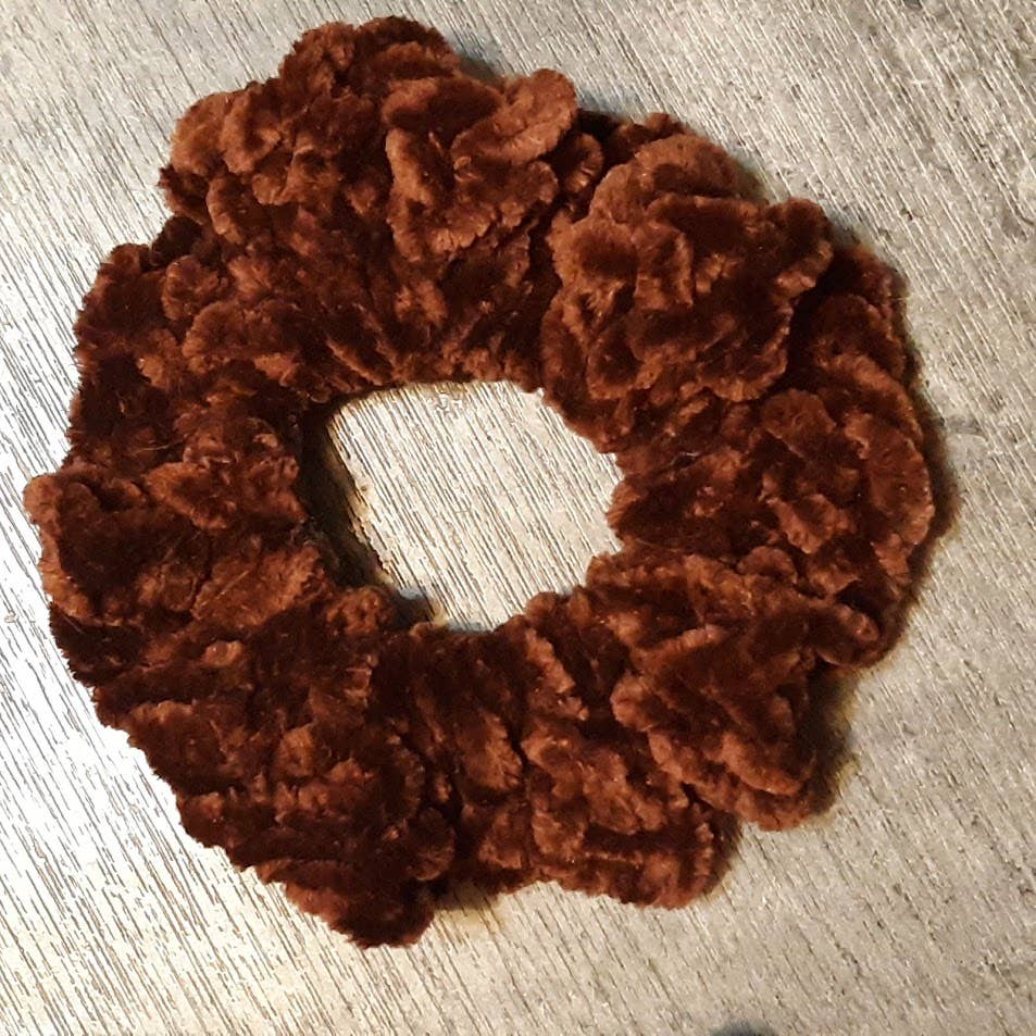 Crochet Velvet Velveteen Chenille Scrunchies Hair Ties 3.5"