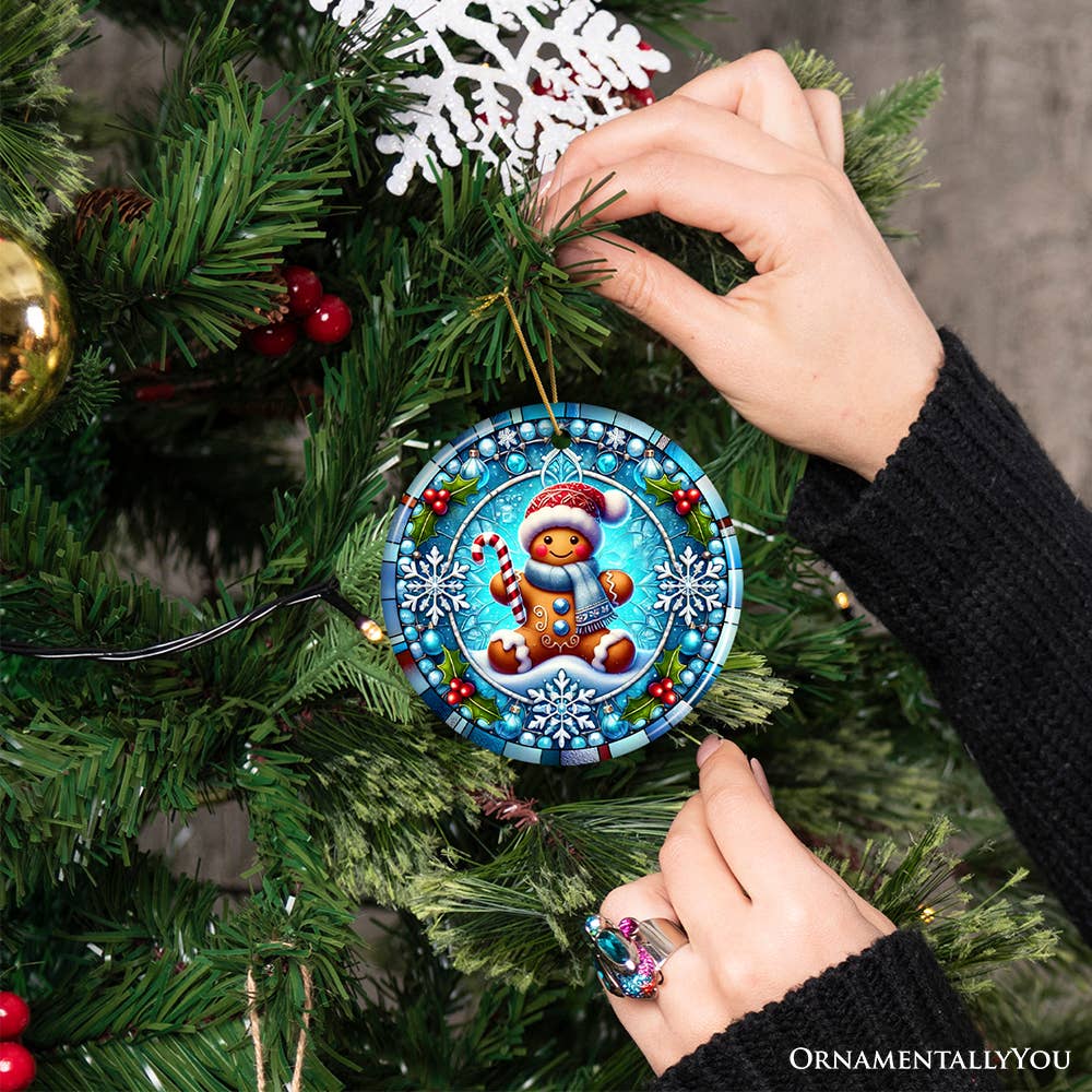 Crystal Snow Gingerbread Man Ornament, Christmas Decor