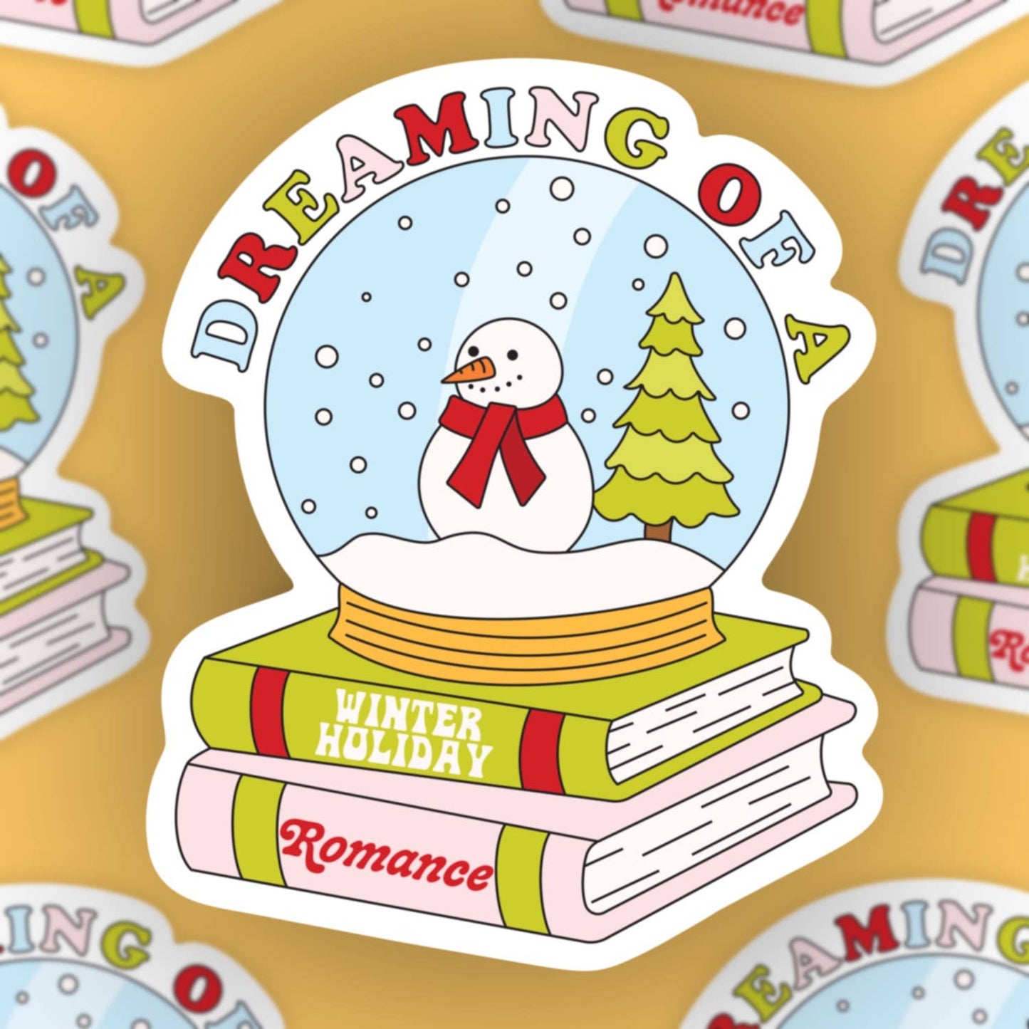 Dreaming of Winter Holiday Romance, Book Snow Globe Sticker