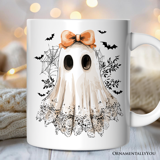 Coquette Ghost Gift Mug, Cute Halloween Gift