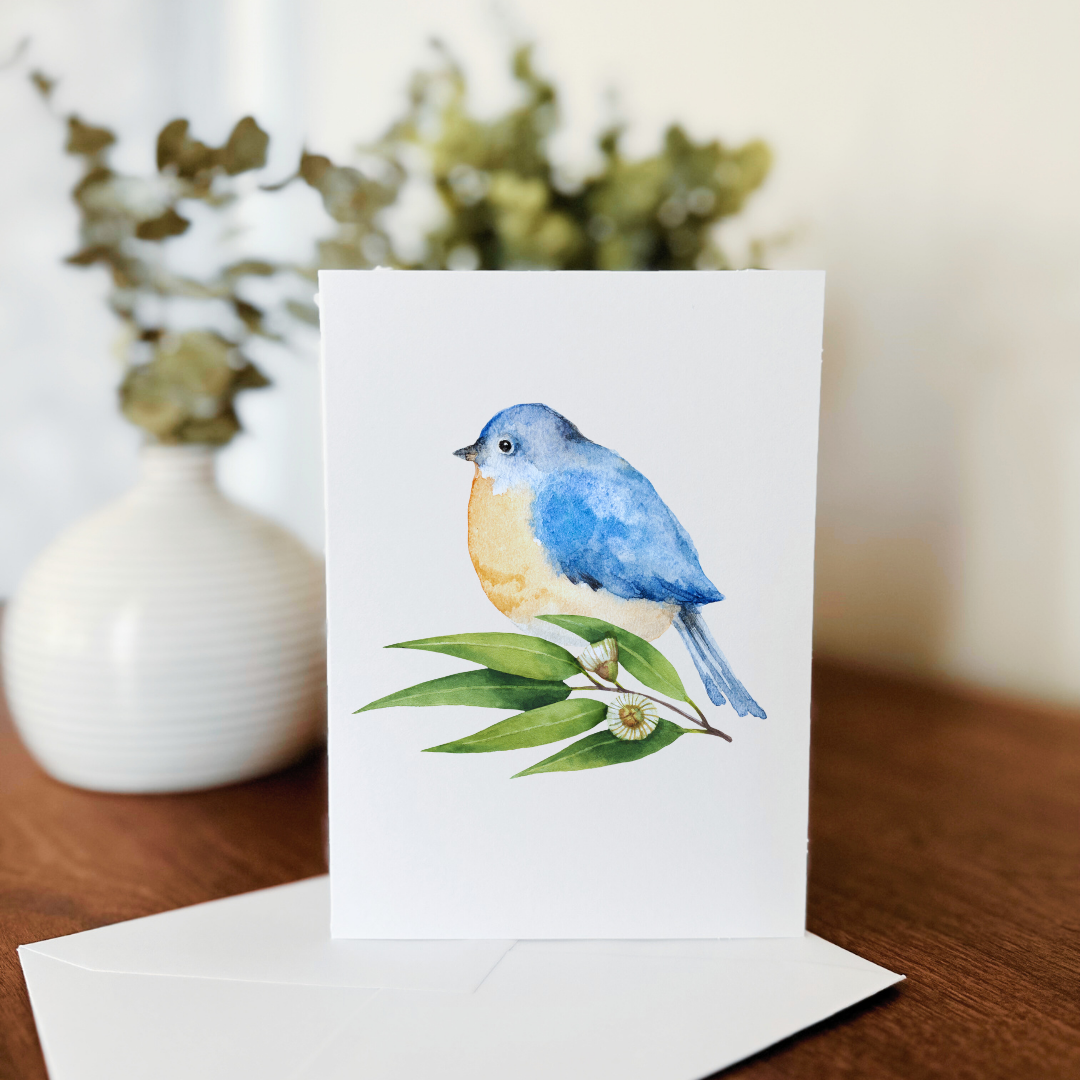 Blue Birds Notecard Set of 10 - Blank Inside