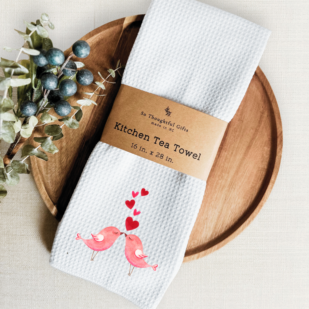 Valentine Dish Towel - Birds | Kitchen Towel