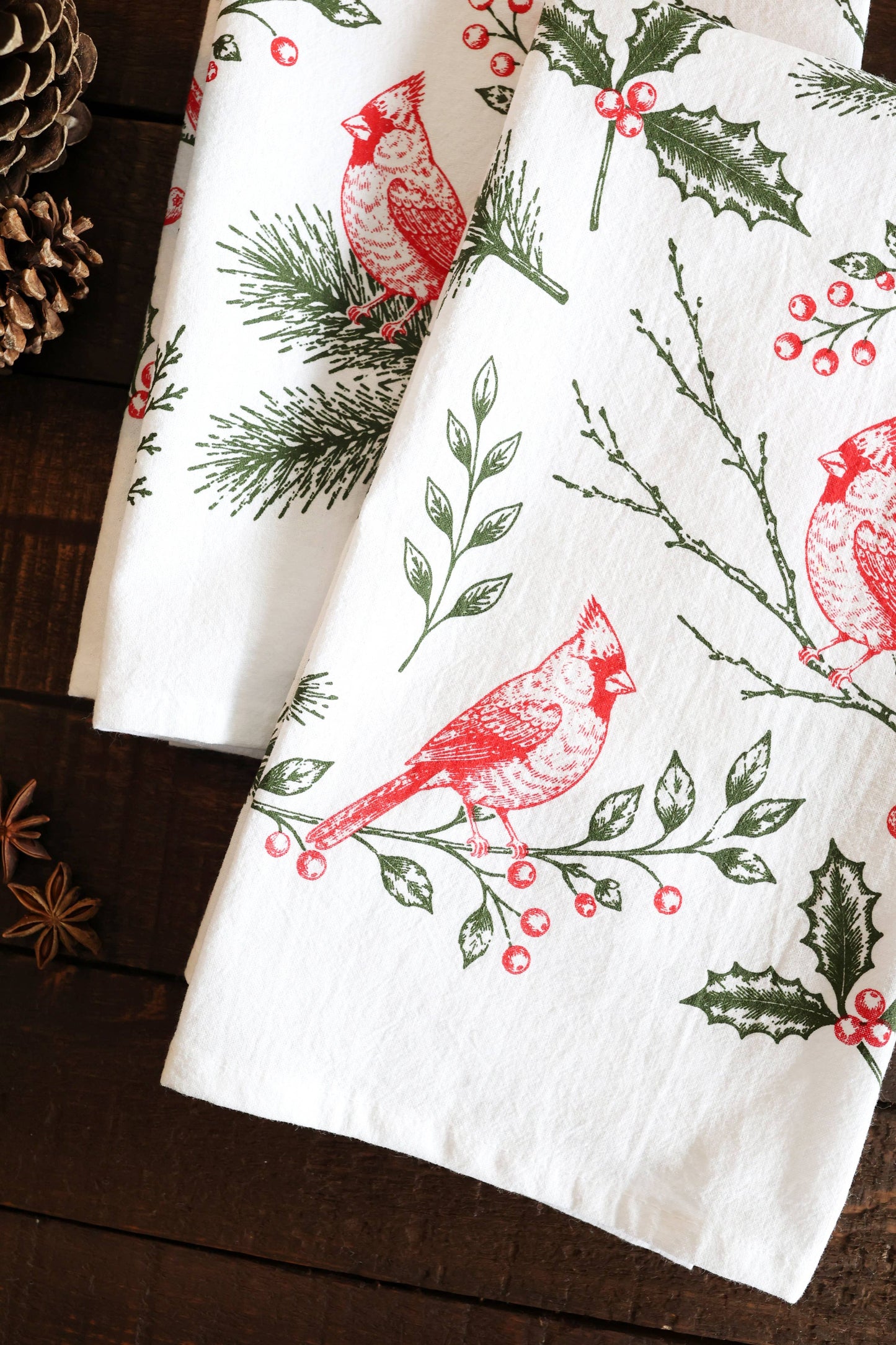 Winter Cardinal Tea Towel