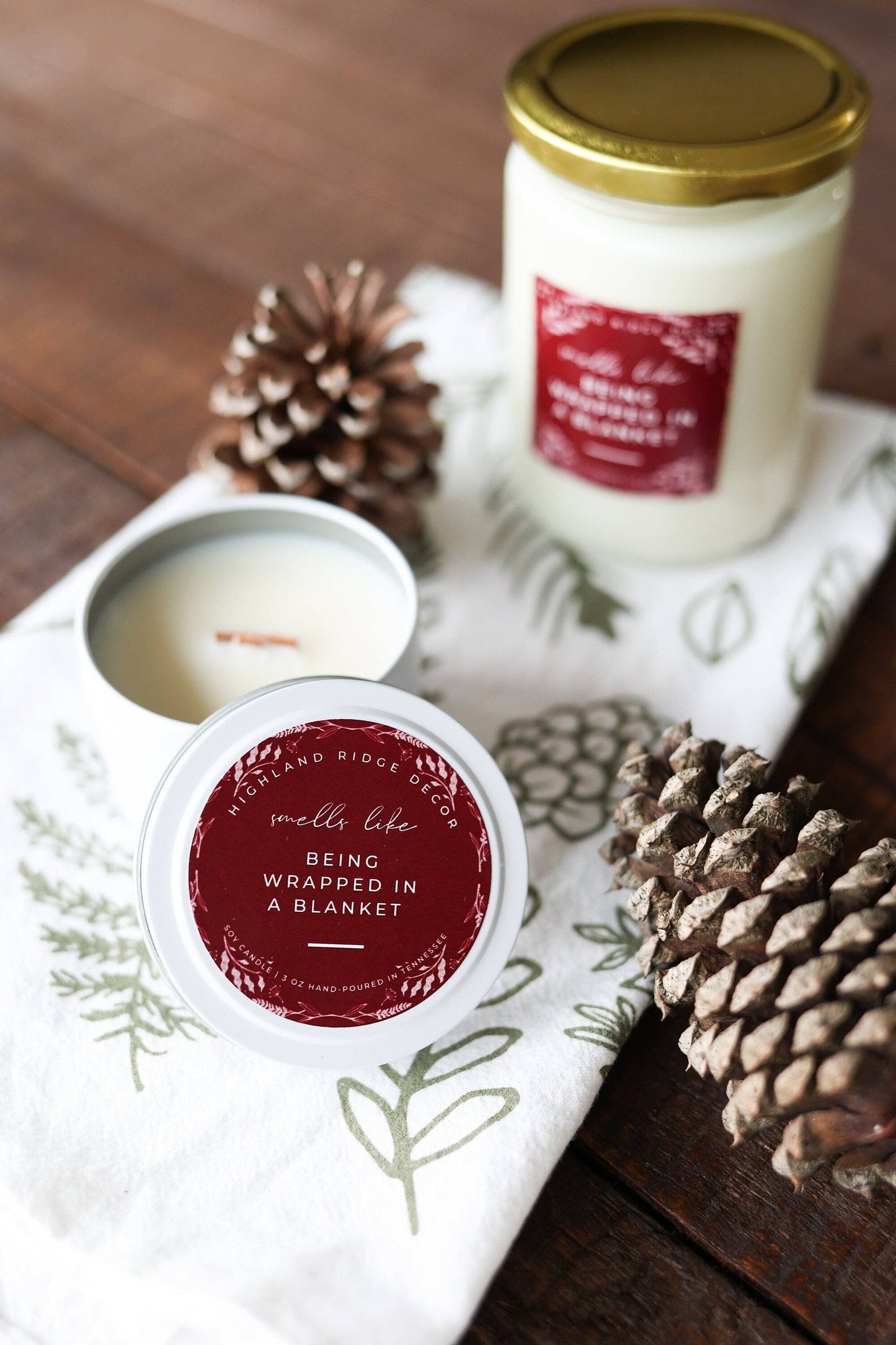 Cranberry and Fig Fall Candle Tin Wood Wick Soy Candle