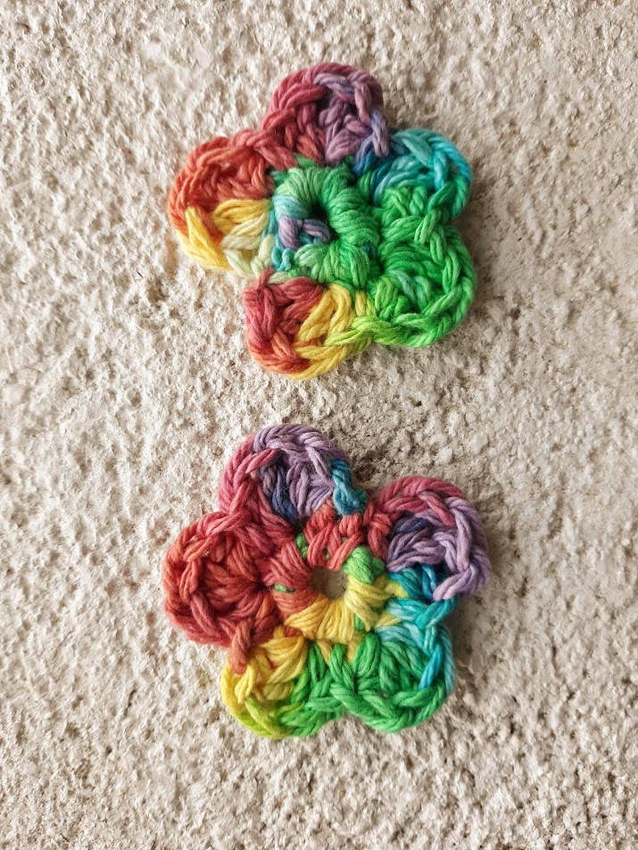 Rainbow Daisy Flower Cotton Crochet  Drop  Earrings