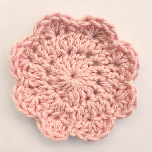 Cotton Crochet Floral Soft Face Scrubbie Dusky Pink