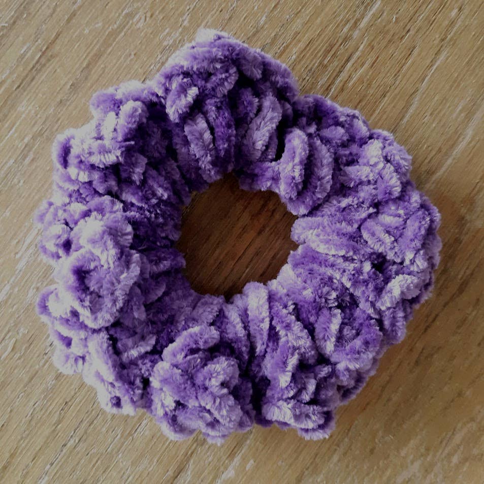 Crochet Velvet Velveteen Chenille Scrunchies Hair Ties 3.5"