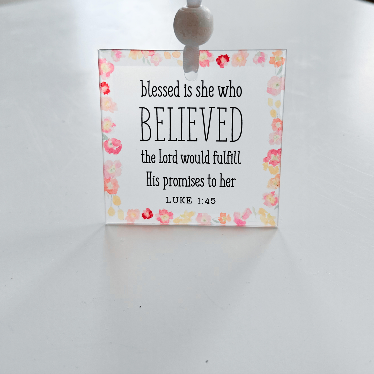 Scripture Window Charm -  Luke 1:45 | Suncatcher
