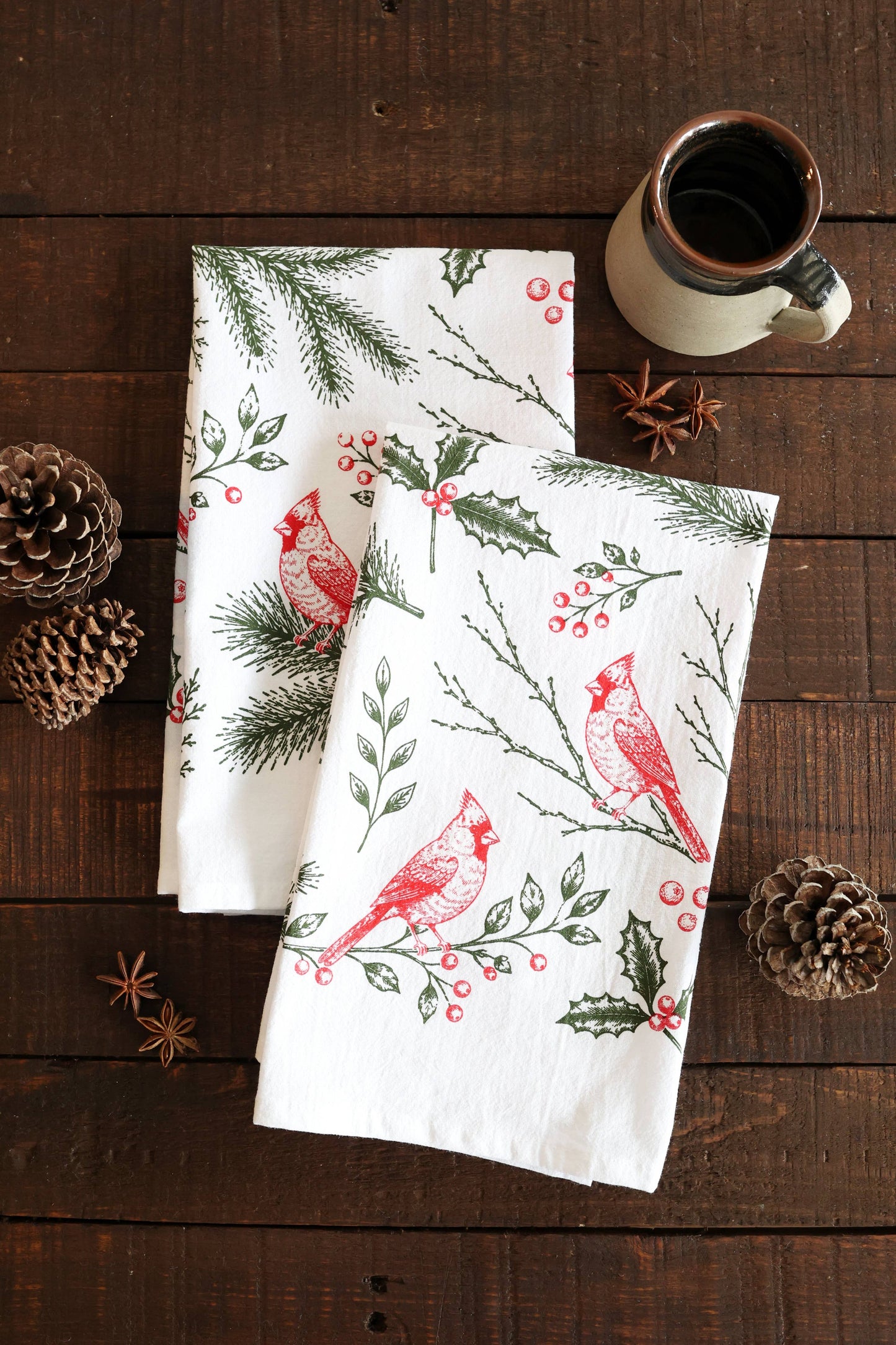 Winter Cardinal Tea Towel